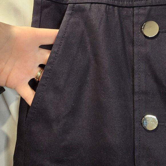 Hugo Boss Skirt Navy Size 12 Short Lined Pockets Zip With Button Accents - Picture 3 of 10